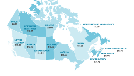 minimální mzda v Kanadě 2024