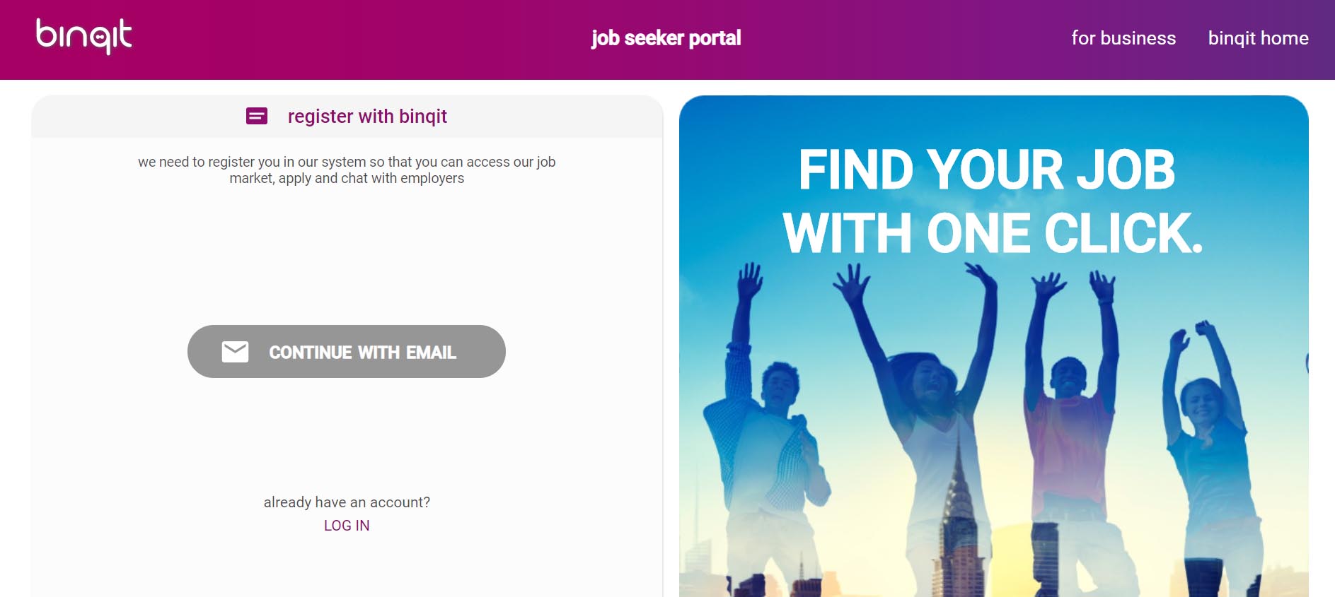 Binqit - aplikace na hledání práce v Kanadě