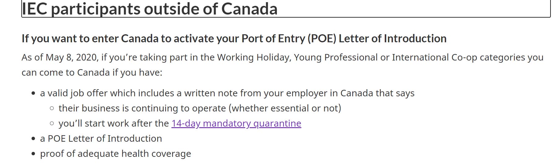 IEC uchazeči - job offer do Kanady