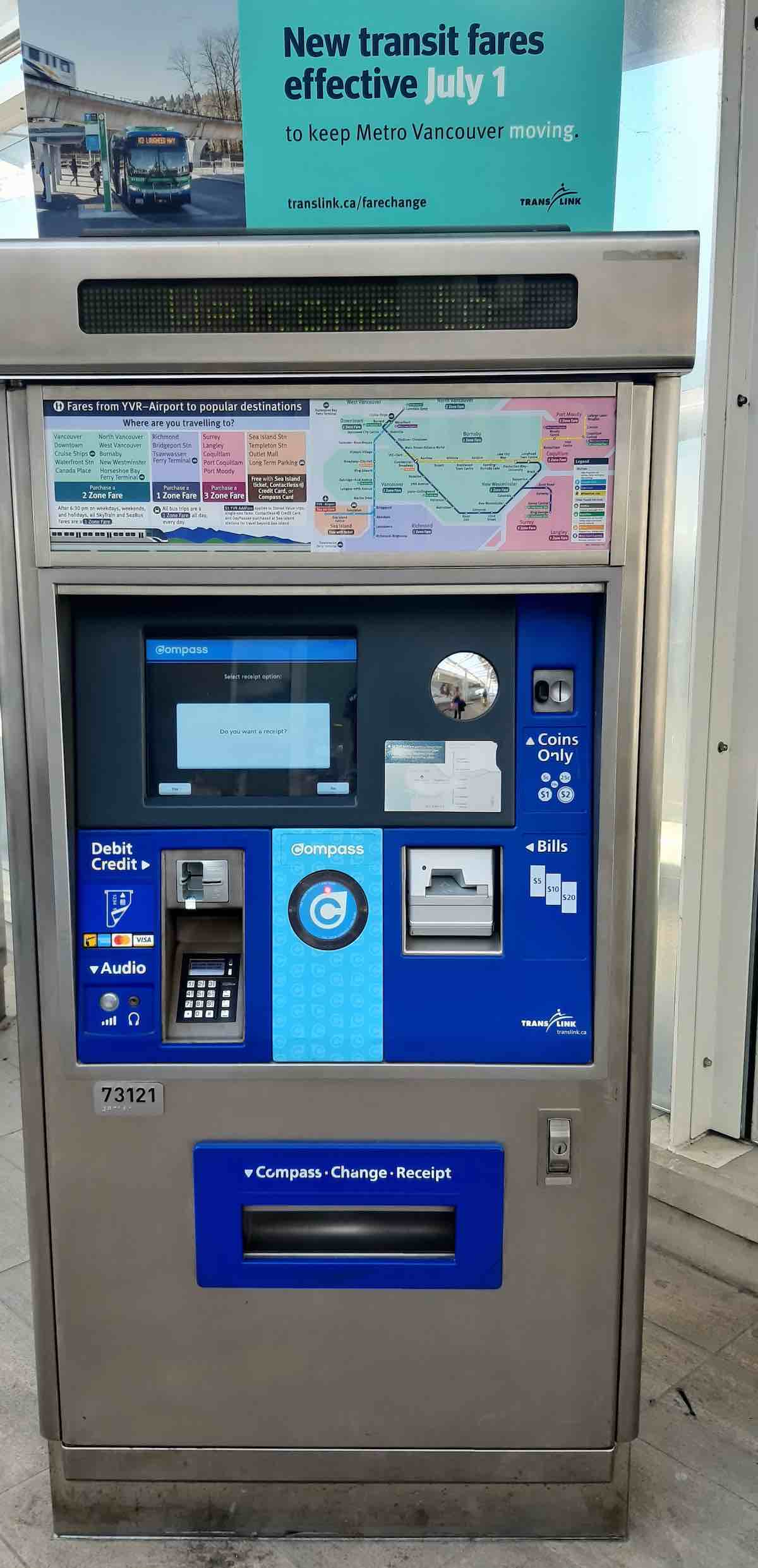 automat veřejná doprava Vancouver