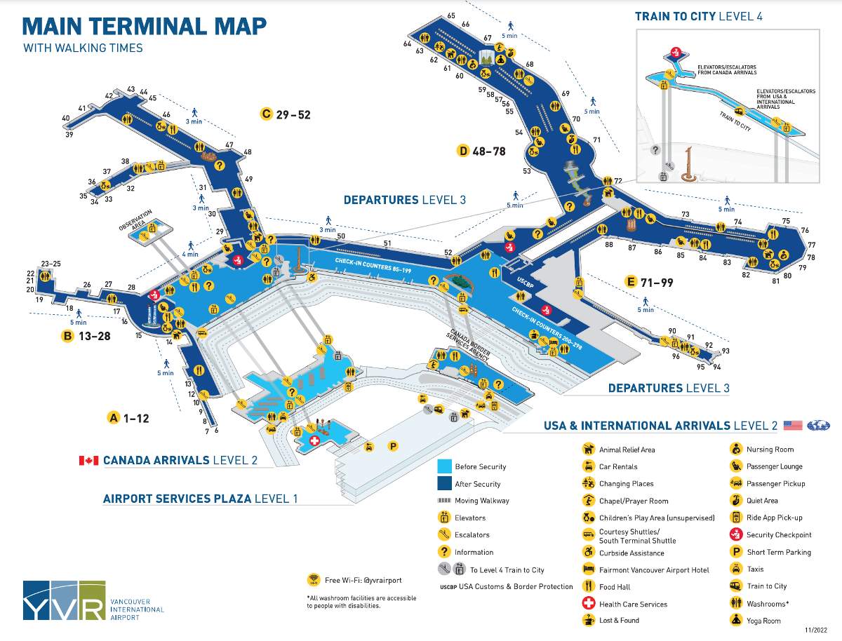 Letiště Vancouver-oficiální mapa