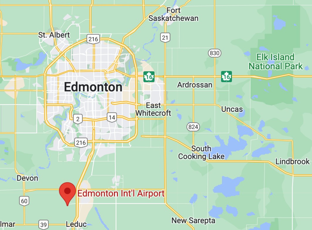 Edmonton mapa letiště