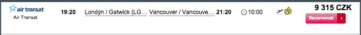 Kralovna letenka do Vancouveru za 9315kč