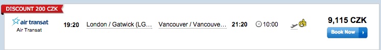 StudentAgency letenky do Vancouveru za 9115